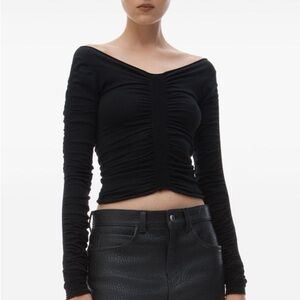 Alexander wang ruched pullover top XS black